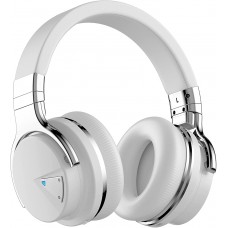 Reverbix E7 Noise Canceling Headphones Overhead Bluetooth Headphones with Mic for Phone-Call, Comfortable Wireless Headphones &amp; Light Weight, Deep Bass, 35-Hour Battery Life, White