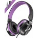 On-Ear Headphones with Microphone, Universal Foldable Wired Headphones for Adults Children Boys Girls Kids, Lightweight Portable Stereo Headphones with 1.5M Tangle-Free Cord for School Home Travel